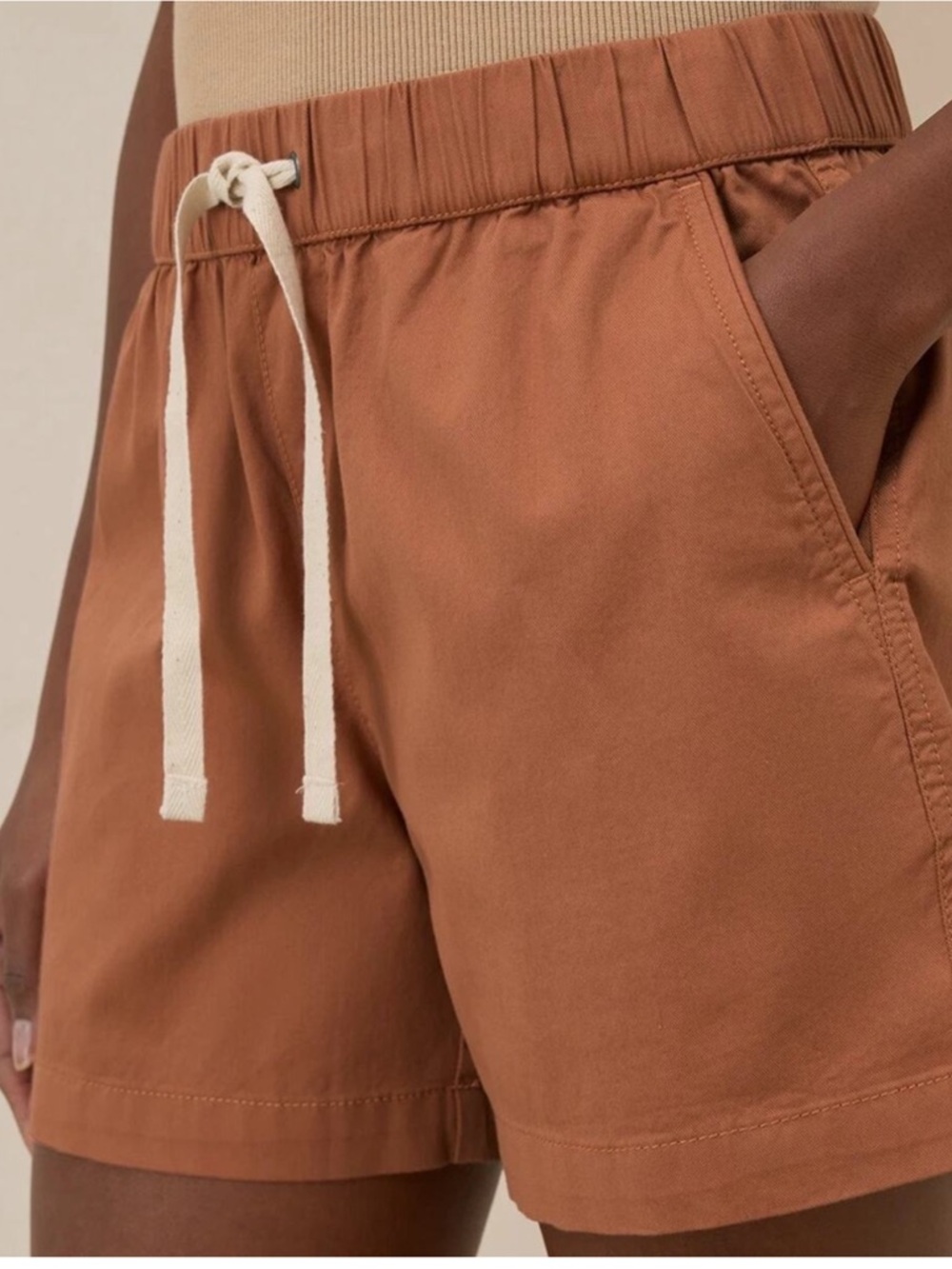 Pact Woven Twill Drawstring Shorts Terracotta Clay Organic Cotton Size Small